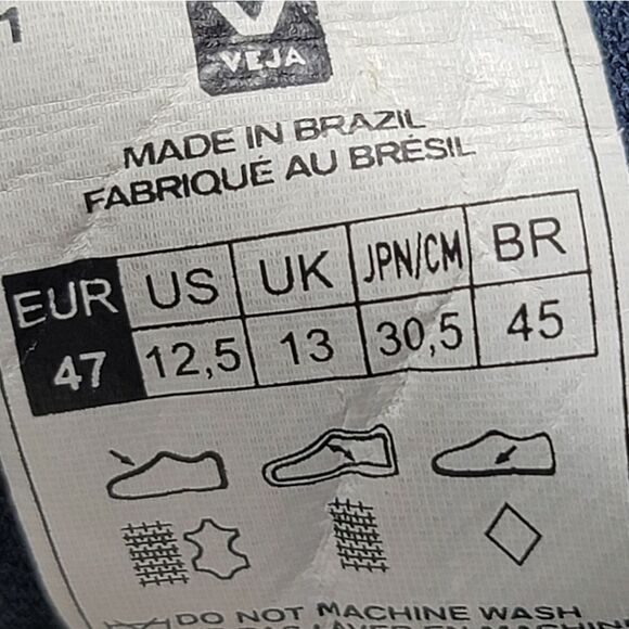 VEJA V-12 B-Mesh Sneaker Mens' Size 12.5 Navy Blue White Breathable Shoes - Picture 8 of 10